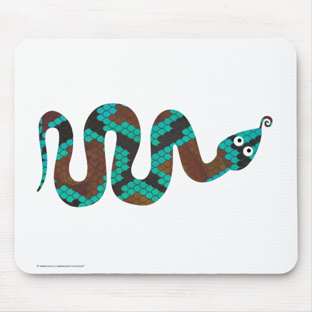 Schlange Braun und Aquamarine Silhouette Mousepad (Vorne)