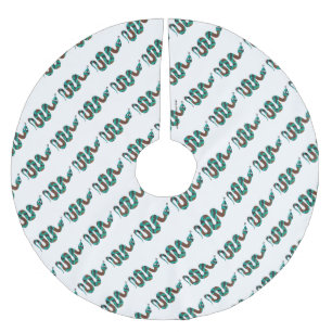 Schlange Braun und Aquamarine Silhouette Polyester Weihnachtsbaumdecke