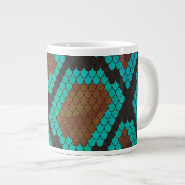 Schlange Brown und Aquamarine Printwerbung Jumbo-Tasse (Vorderseite Rechts)
