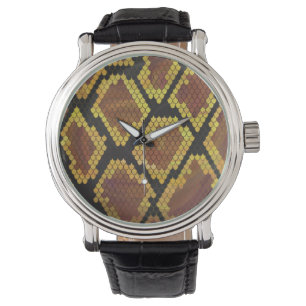 Schlange Brown und Gold Print Armbanduhr