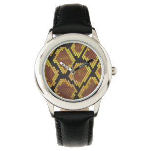 Schlange Brown und Gold Print Armbanduhr