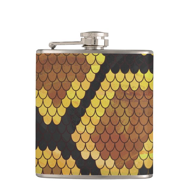 Schlange Brown und Gold Print Flachmann (Vorderseite)