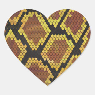 Schlange Brown und Gold Print Herz-Aufkleber
