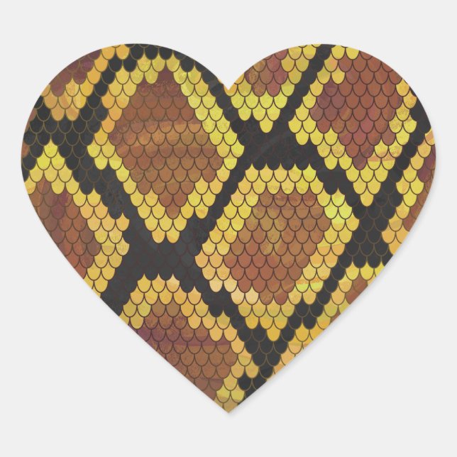 Schlange Brown und Gold Print Herz-Aufkleber (Vorderseite)