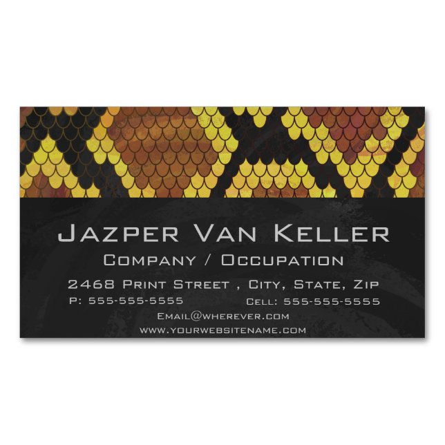 Schlange Brown und Gold Print Magnetische Visitenkarte (Vorderseite)