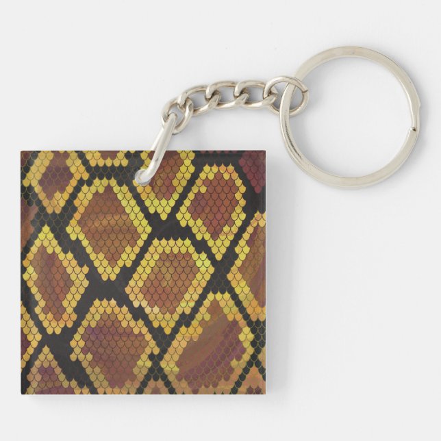 Schlange Brown und Gold Print Schlüsselanhänger (Rückseite)
