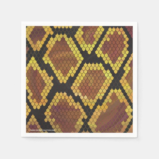 Schlange Brown und Gold Print Serviette (Vorderseite)