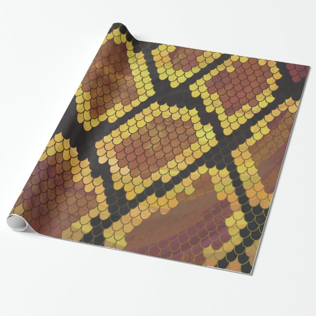 Schlange Brown und Golddruck Geschenkpapier (Ungerollt)