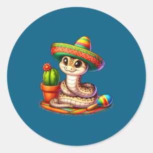 Schlange cinco de mayo Reptilienliebhaber Sombrero Runder Aufkleber