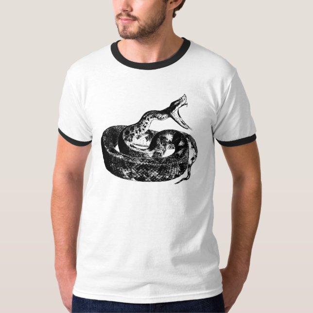 Schlange, Cobra Mens Black and White Shirt (Vorderseite)