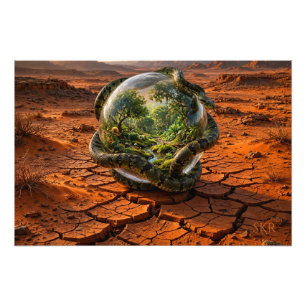 Schlange & die Sphäre von Eden Surrealer Traumland Fotodruck