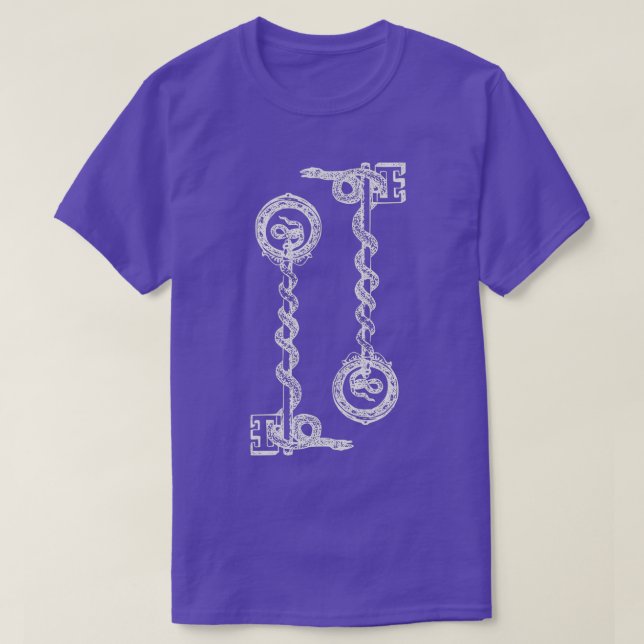 Schlange Doppeltasten Alchemy Occult Emblem T-Shirt (Design vorne)