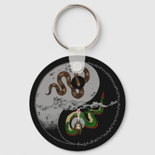 Schlange/Drache Ying/Yang-Symbol-runder Schlüsselanhänger