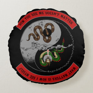 Schlange/Drache Ying/Yang-Symbol-rundes Kissen