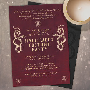Schlange Erwachsene Halloween-Party Burgundy Einladung