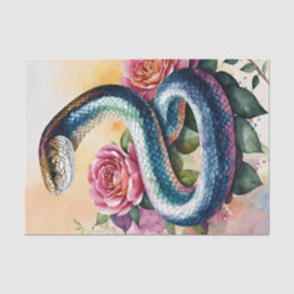 Schlange Flora Wasserfarben Kunst Seidenpapier