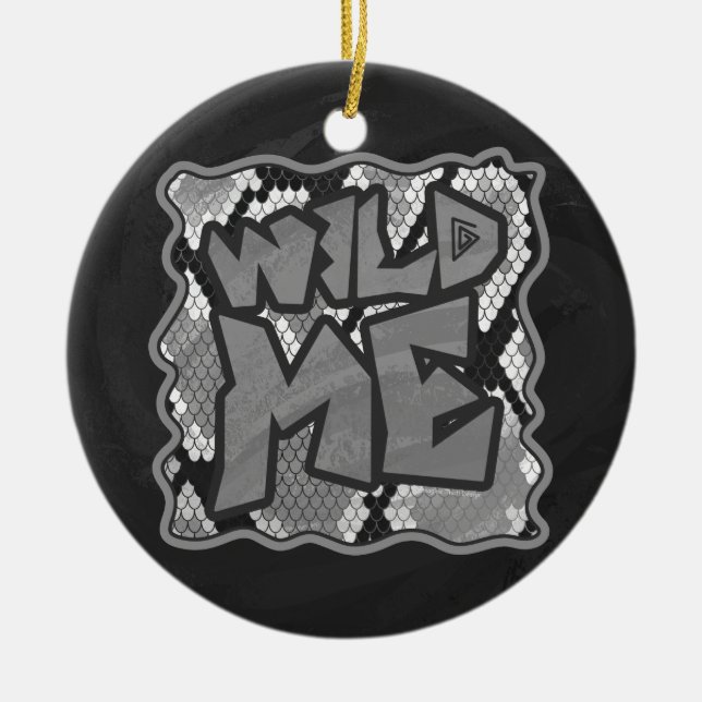 Schlange Gelb und Gold Print Keramikornament (Vorne)