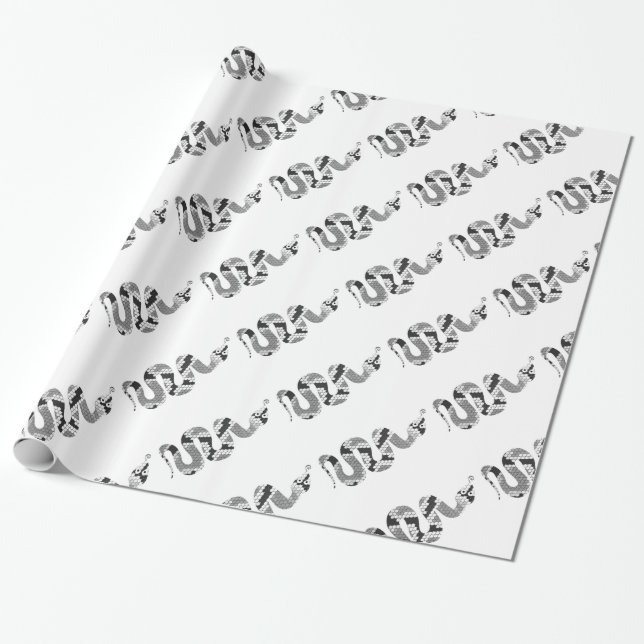 Schlange Grau und leicht Grau Silhouette Geschenkpapier (Ungerollt)