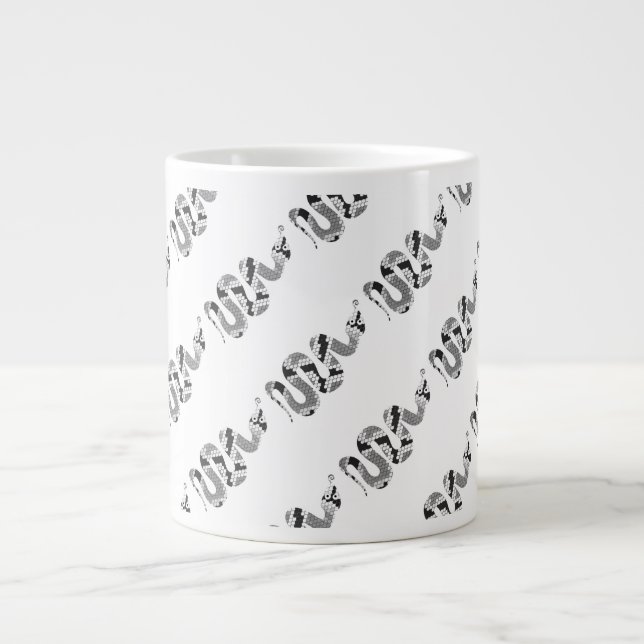 Schlange Grau und leicht Grau Silhouette Jumbo-Tasse (Vorderseite)