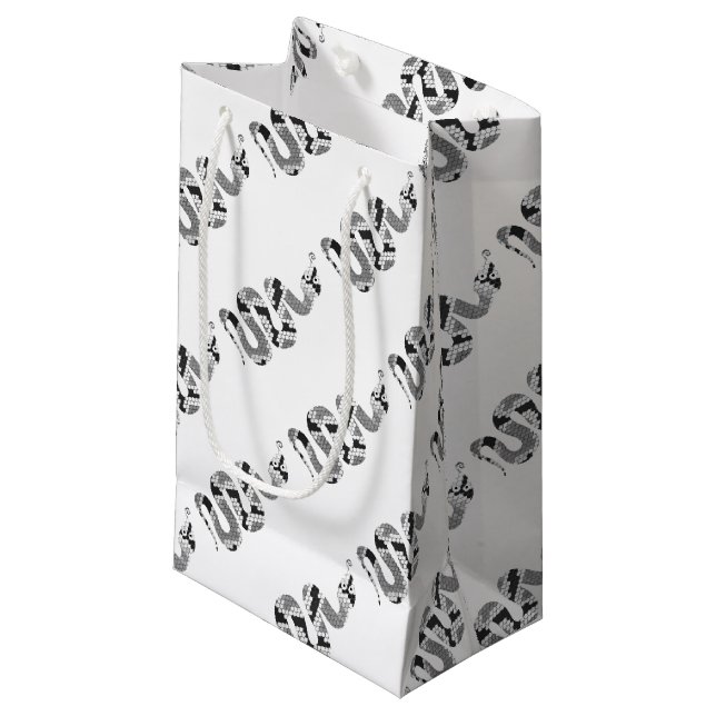 Schlange Grau und leicht Grau Silhouette Kleine Geschenktüte (Vorderseite Schrägansicht)