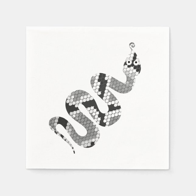Schlange Grau und leicht Grau Silhouette Serviette (Vorderseite)
