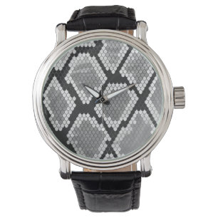 Schlange Grau, Weiß und Schwarz Armbanduhr