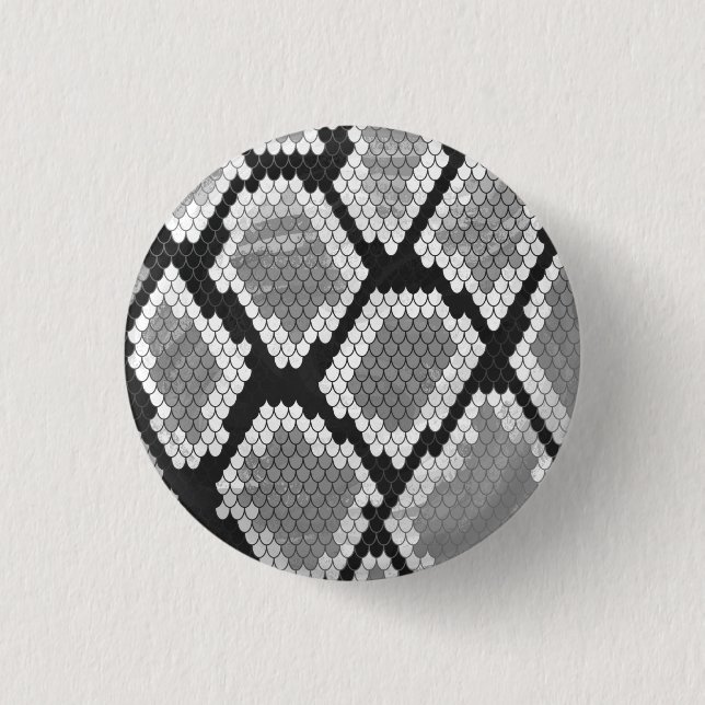 Schlange Grau, Weiß und Schwarz Button (Vorderseite)