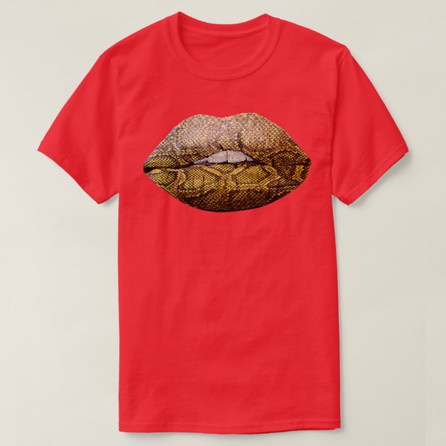 Schlange Haut Print Lip Printwerbung T-Shirt (Design vorne)