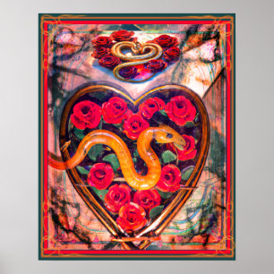 Schlange, Herz und Rose Totes Valentin Poster