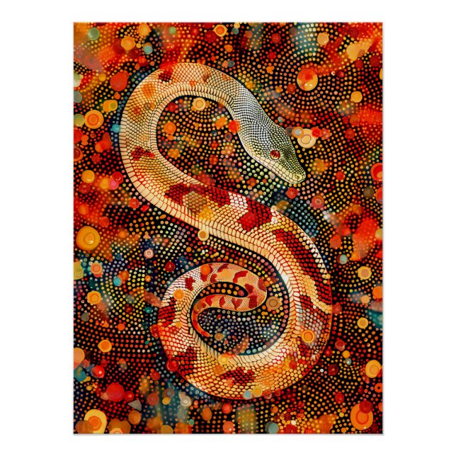 Schlange in der aborigines Dot Art Style Poster (Vorderseite)