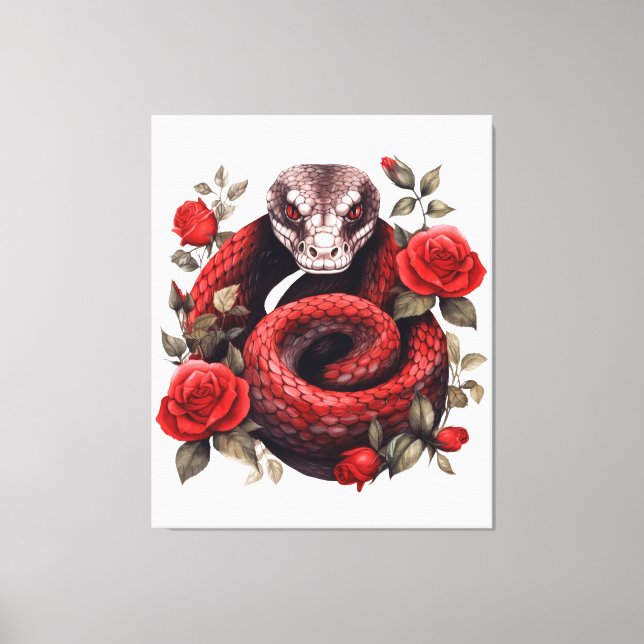 Schlange ist in Rose gerissen Leinwanddruck (Vorderseite)