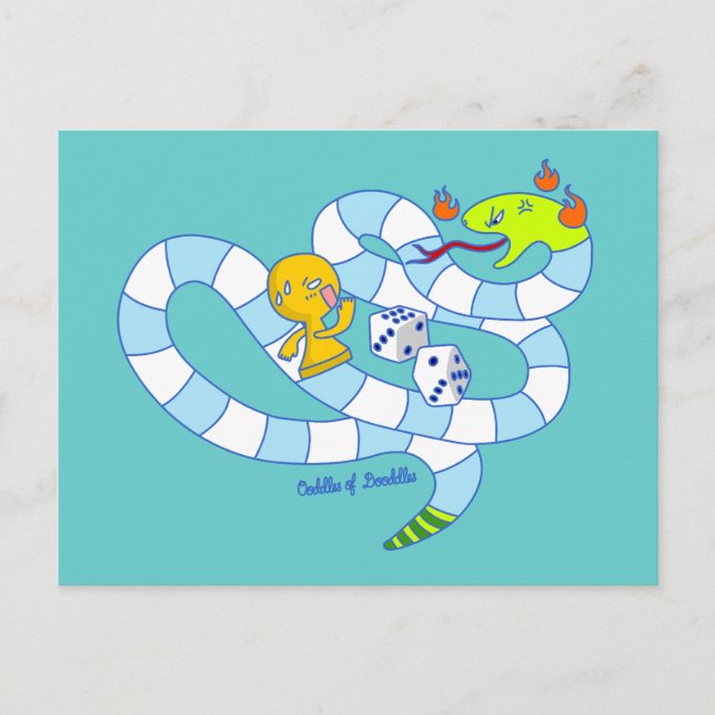 Schlange Karte Game Doodle Art Postkarte (Vorderseite)
