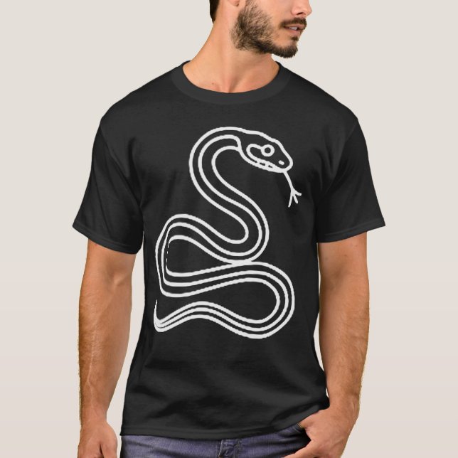 Schlange Minimalistische Linienkunst Ball Python K T-Shirt (Vorderseite)