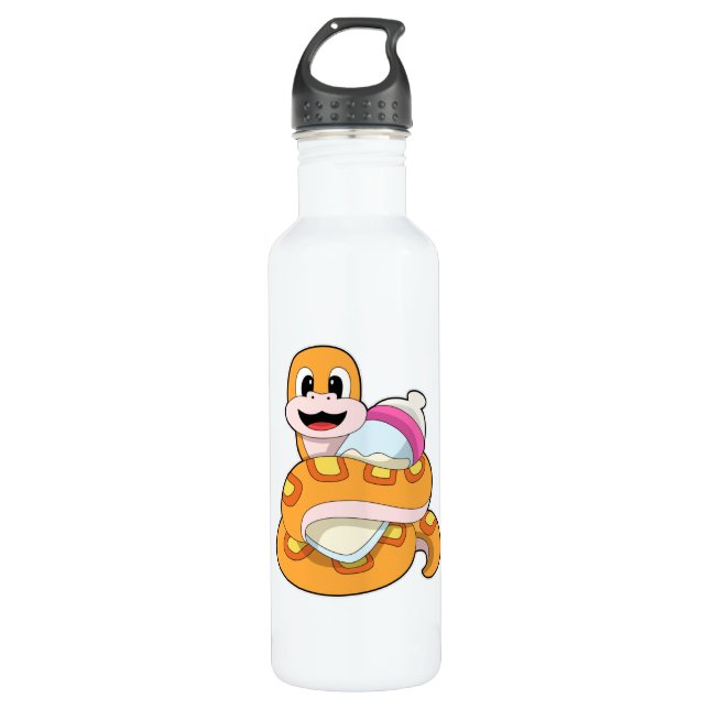 Schlange mit Babyflasche Edelstahlflasche (Vorderseite)