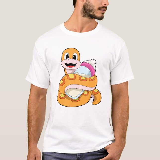Schlange mit Babyflasche T-Shirt (Vorderseite)