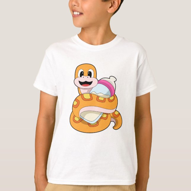 Schlange mit Babyflasche T-Shirt (Vorderseite)