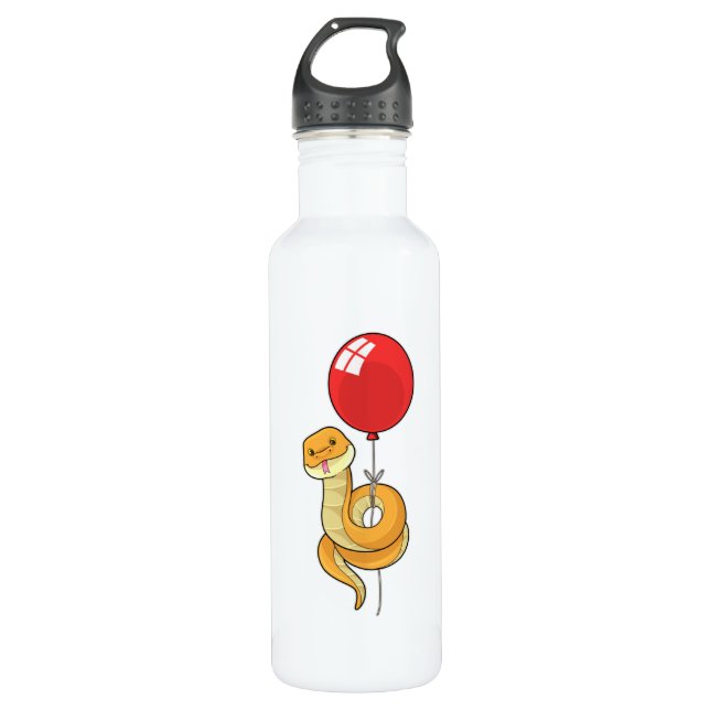 Schlange mit Ballon Edelstahlflasche (Vorderseite)