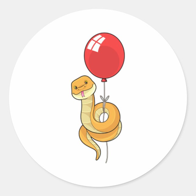 Schlange mit Ballon Runder Aufkleber (Vorderseite)