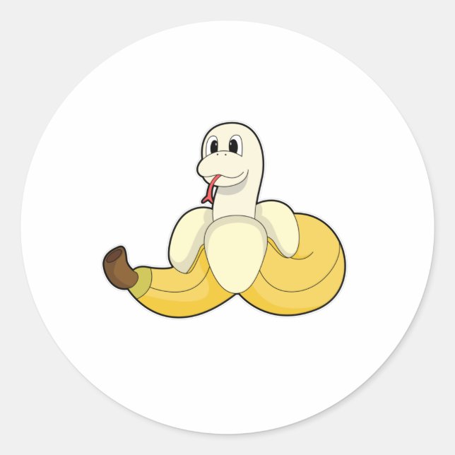 Schlange mit Banana Runder Aufkleber (Vorderseite)