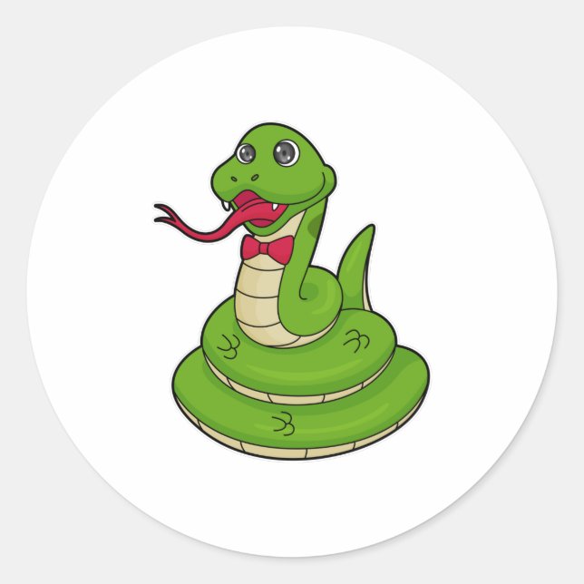 Schlange mit Bow-Krawatte Runder Aufkleber (Vorderseite)