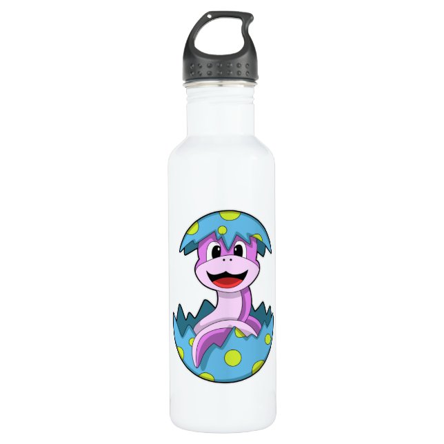 Schlange mit Ei-Muschel Edelstahlflasche (Vorderseite)