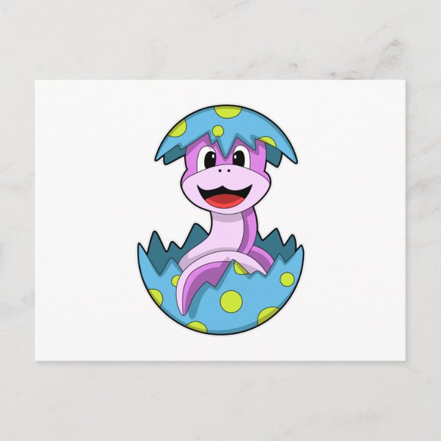 Schlange mit Ei-Muschel Postkarte (Vorderseite)