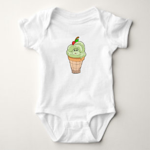 Schlange mit Eiscreme und Kirsche Baby Strampler