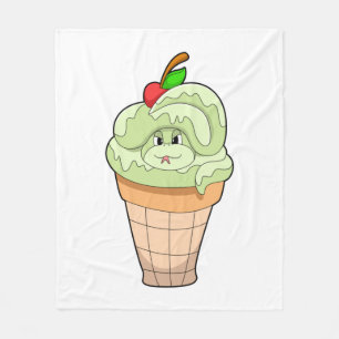 Schlange mit Eiscreme und Kirsche Fleecedecke