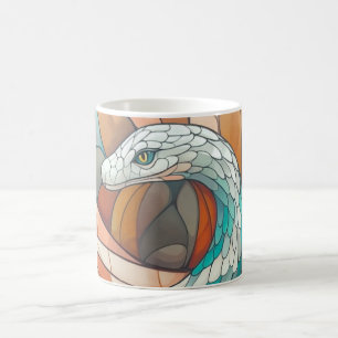 Schlange mit gelben Augen und einem weißen Kopf, d Kaffeetasse