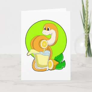 Schlange mit Glas Zitronensaft Karte