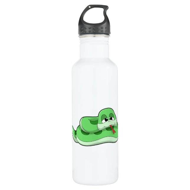 Schlange mit grünen Flächen Edelstahlflasche (Vorderseite)