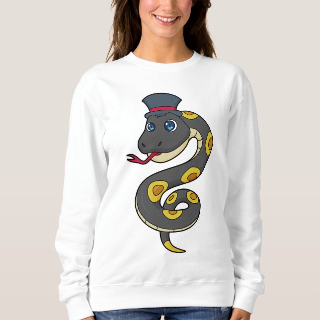 Schlange mit Hut Sweatshirt (Vorderseite)