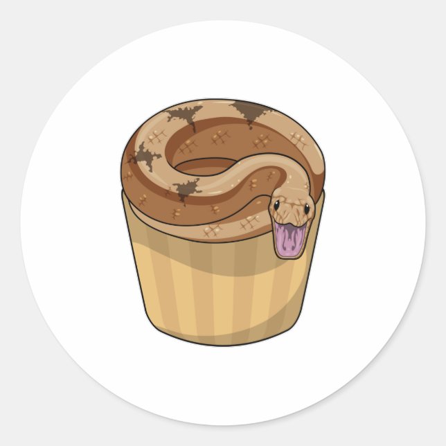 Schlange mit Muffin Runder Aufkleber (Vorderseite)
