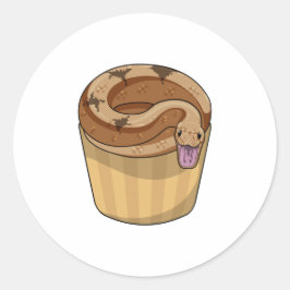 Schlange mit Muffin Runder Aufkleber